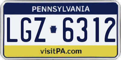 PA license plate LGZ6312