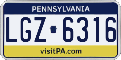 PA license plate LGZ6316