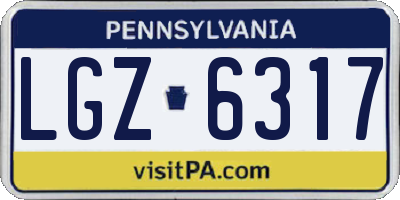 PA license plate LGZ6317