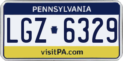PA license plate LGZ6329