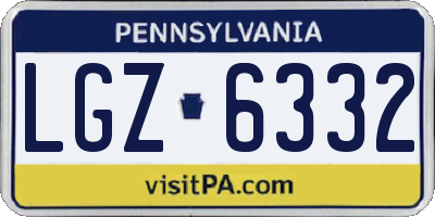 PA license plate LGZ6332