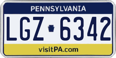 PA license plate LGZ6342
