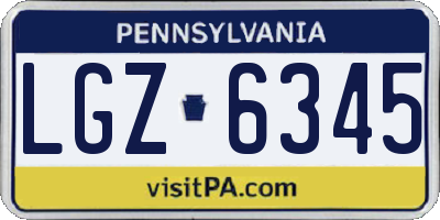 PA license plate LGZ6345