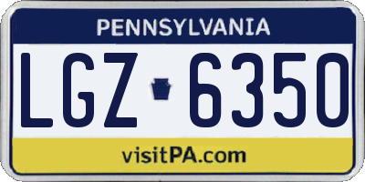 PA license plate LGZ6350