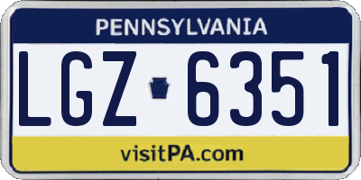 PA license plate LGZ6351