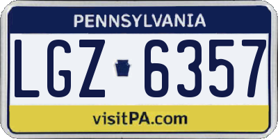 PA license plate LGZ6357