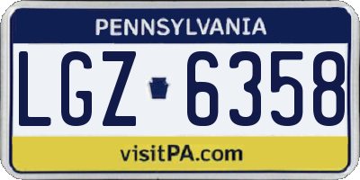 PA license plate LGZ6358