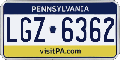 PA license plate LGZ6362