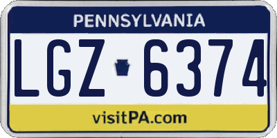 PA license plate LGZ6374