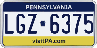 PA license plate LGZ6375