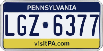 PA license plate LGZ6377