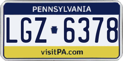 PA license plate LGZ6378
