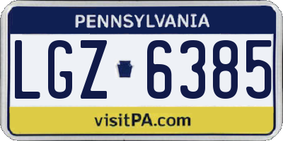 PA license plate LGZ6385