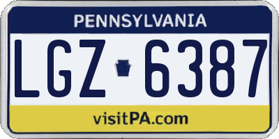 PA license plate LGZ6387