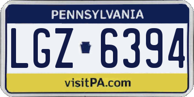 PA license plate LGZ6394