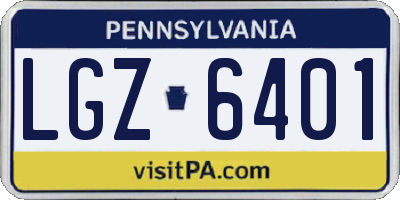 PA license plate LGZ6401