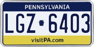 PA license plate LGZ6403