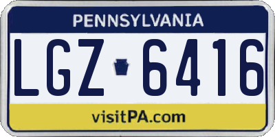 PA license plate LGZ6416
