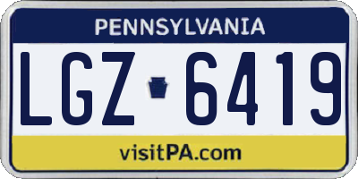 PA license plate LGZ6419