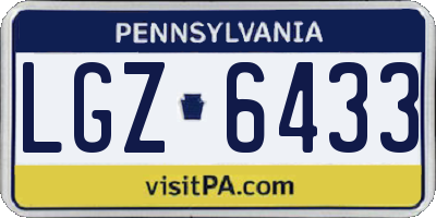 PA license plate LGZ6433