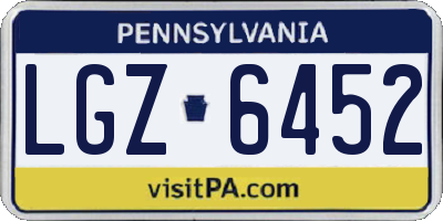 PA license plate LGZ6452