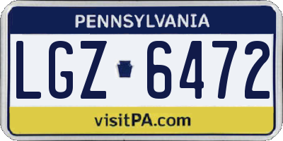 PA license plate LGZ6472