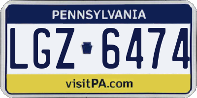 PA license plate LGZ6474