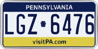 PA license plate LGZ6476