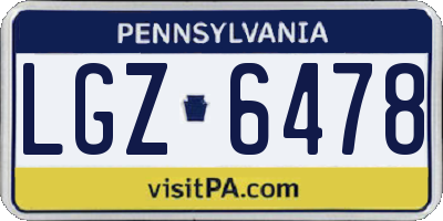 PA license plate LGZ6478