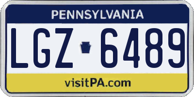 PA license plate LGZ6489