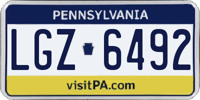 PA license plate LGZ6492