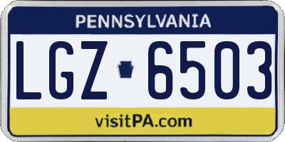 PA license plate LGZ6503