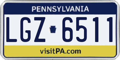 PA license plate LGZ6511