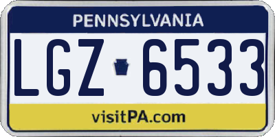 PA license plate LGZ6533