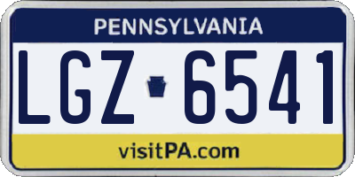 PA license plate LGZ6541