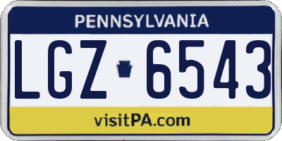 PA license plate LGZ6543
