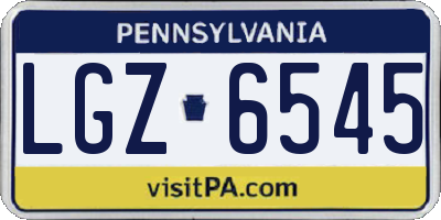 PA license plate LGZ6545