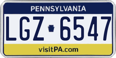 PA license plate LGZ6547