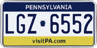 PA license plate LGZ6552