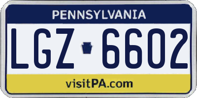 PA license plate LGZ6602