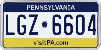 PA license plate LGZ6604