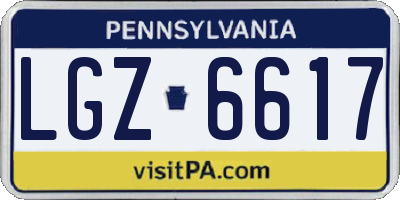 PA license plate LGZ6617