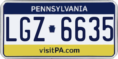 PA license plate LGZ6635