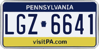 PA license plate LGZ6641