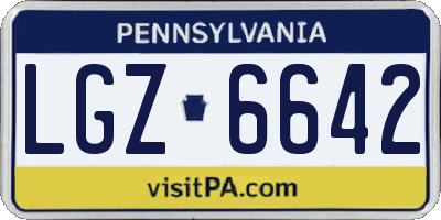PA license plate LGZ6642