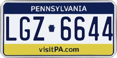 PA license plate LGZ6644