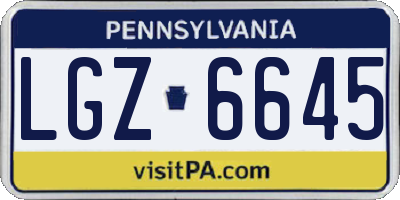 PA license plate LGZ6645
