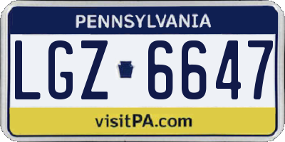 PA license plate LGZ6647