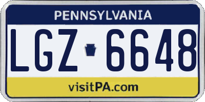 PA license plate LGZ6648
