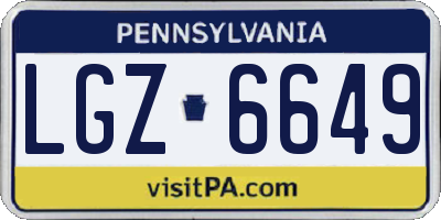 PA license plate LGZ6649